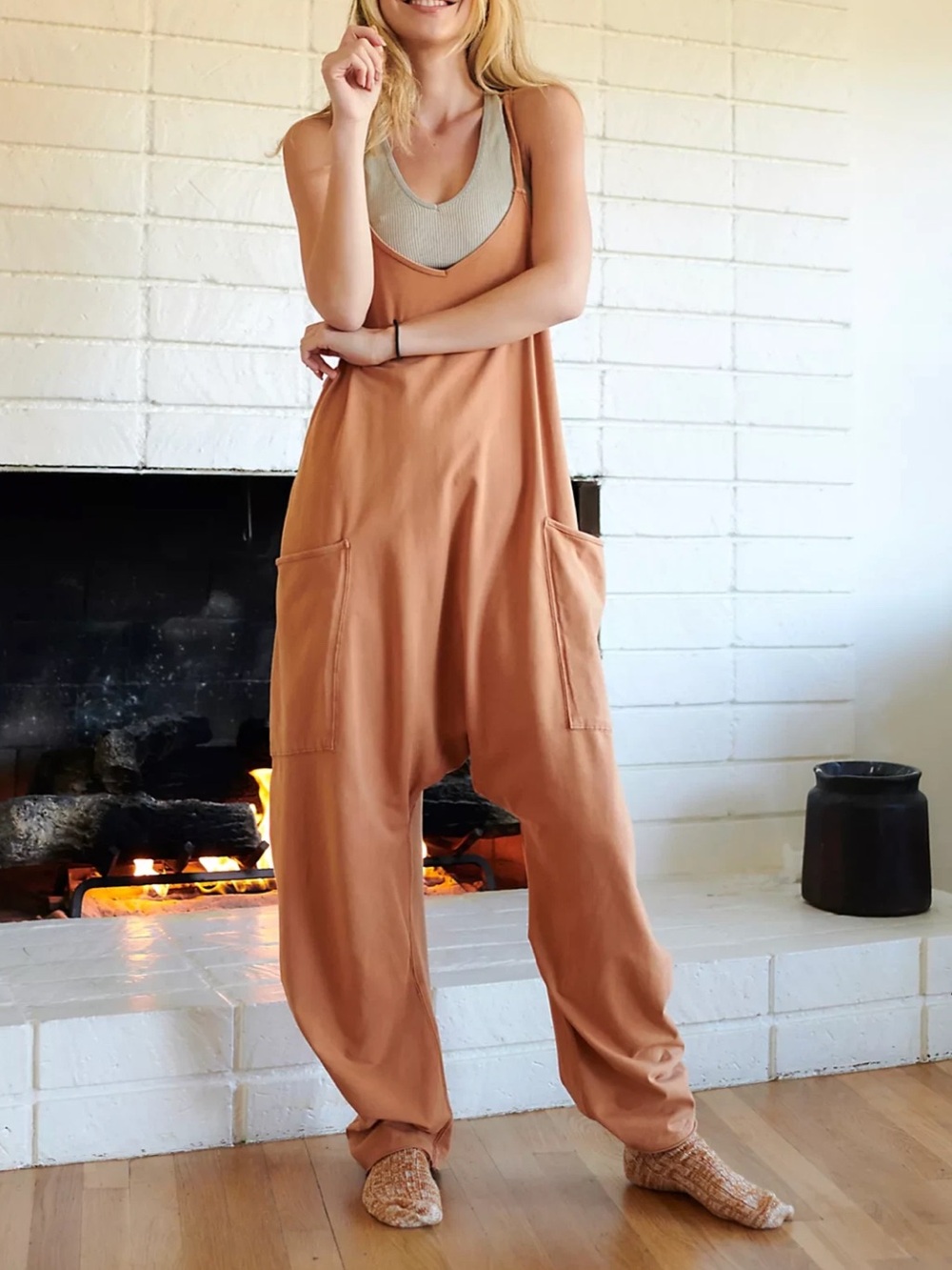 Free People Movement Hot Shot Jumpsuit Toasted Coconut